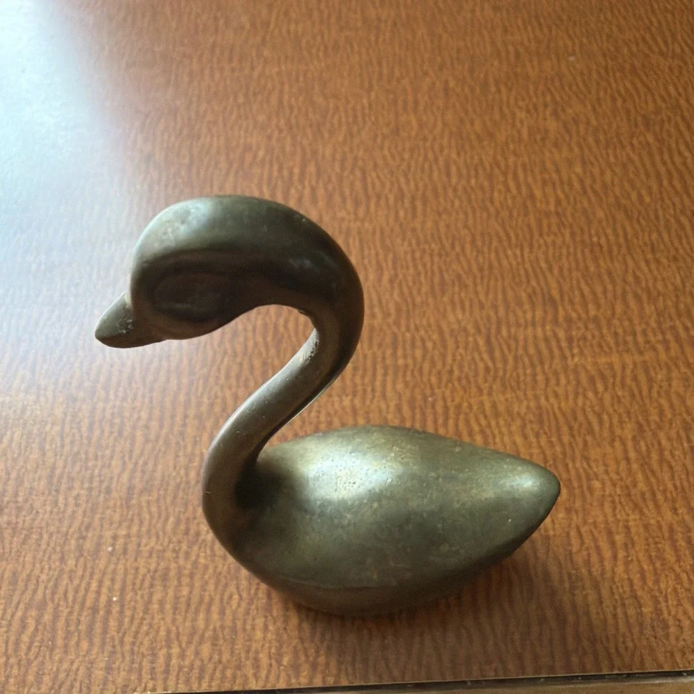 VINTAGE Solid Brass Swan 3